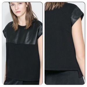 Zara leather knit combo top